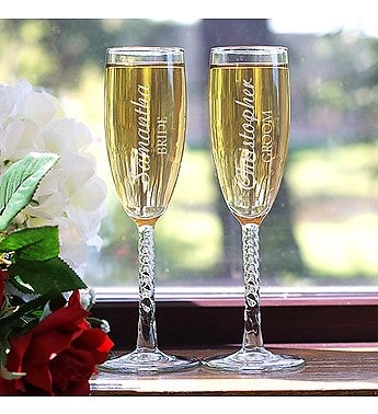 Engraved Bride And Groom Flute Set From Personalization Universe