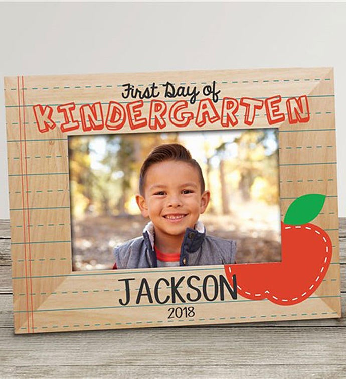 Personalized First Day of School Apple Wood Frame